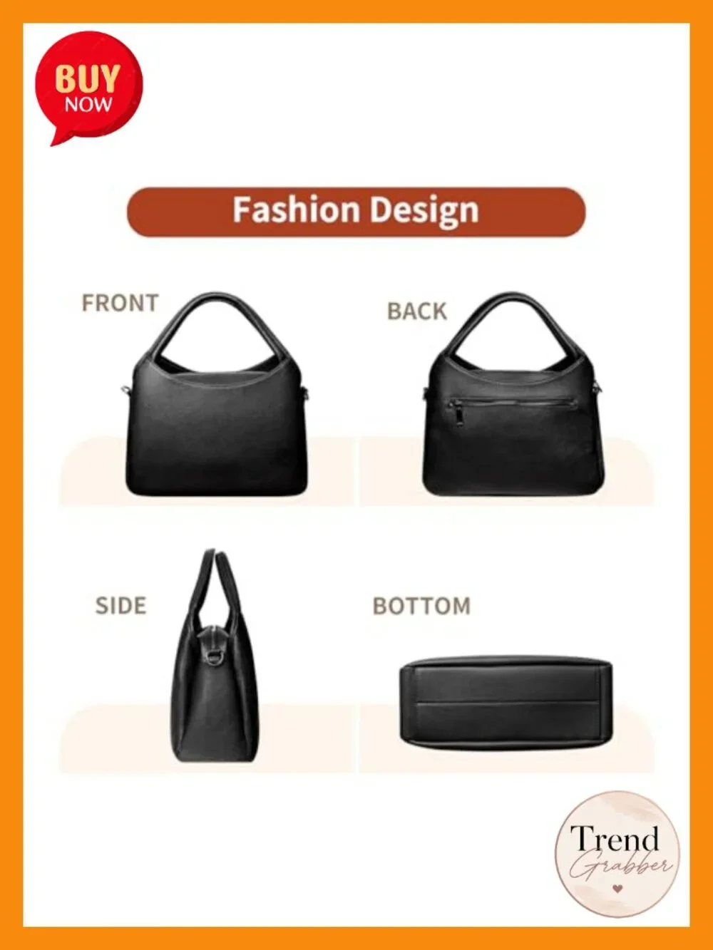 Vegan Leather Satchel Tote with Adjustable Strap, Medium Multi-Compartment